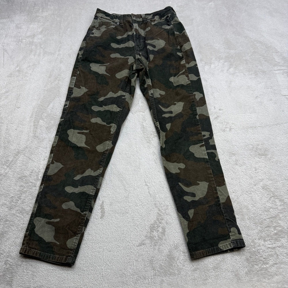 American Eagle Mom Jean Womens 2 Green Camo Corduroy High Rise Super Stretch 90s